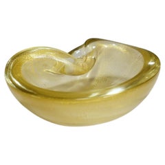 Vintage Art Glass Bowl with Gold Foil, Murano, Italy, 1950s