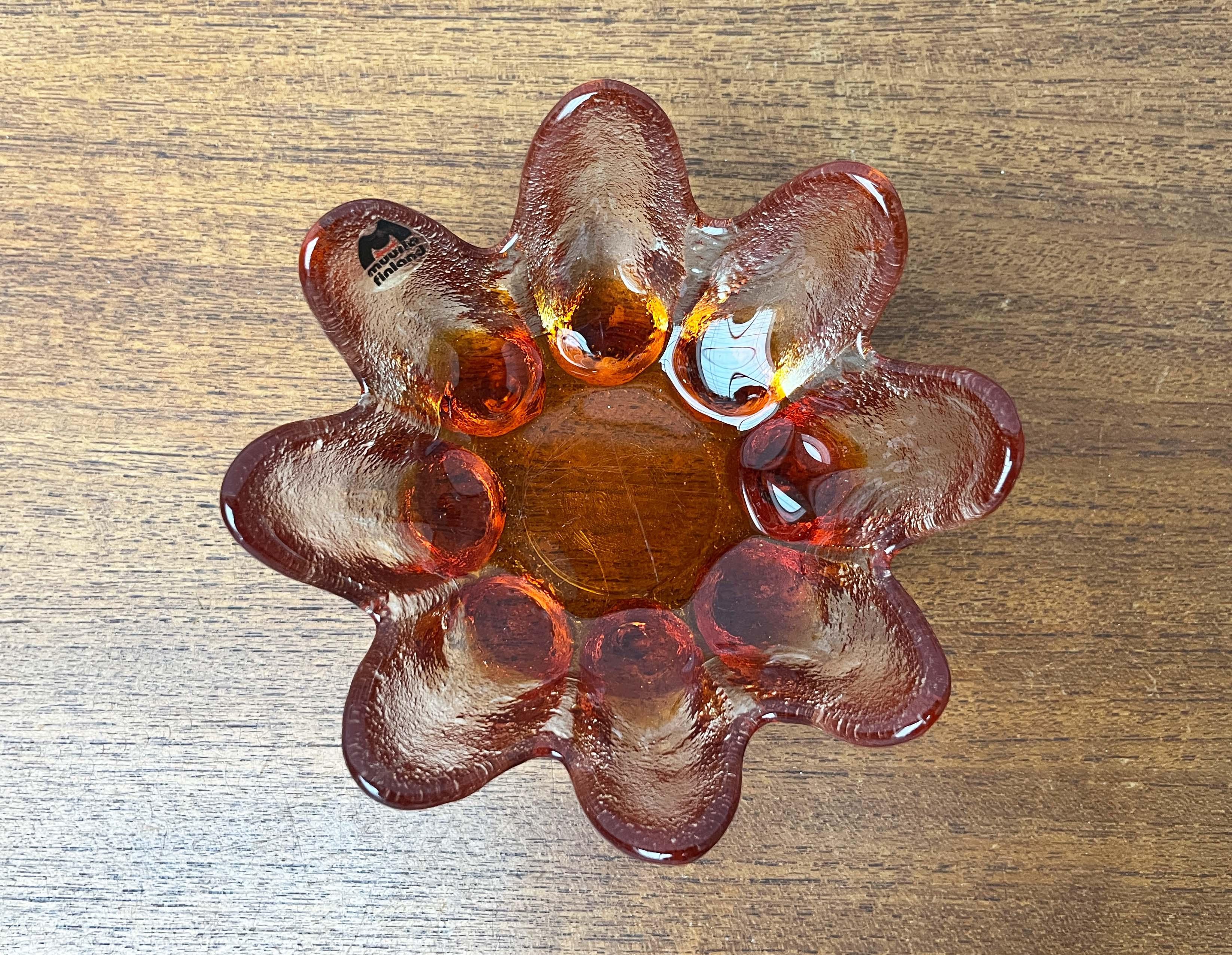 Mid-Century moderno Portacandele d'epoca in vetro artistico di Muurla, Finlandia, anni '70 in vendita