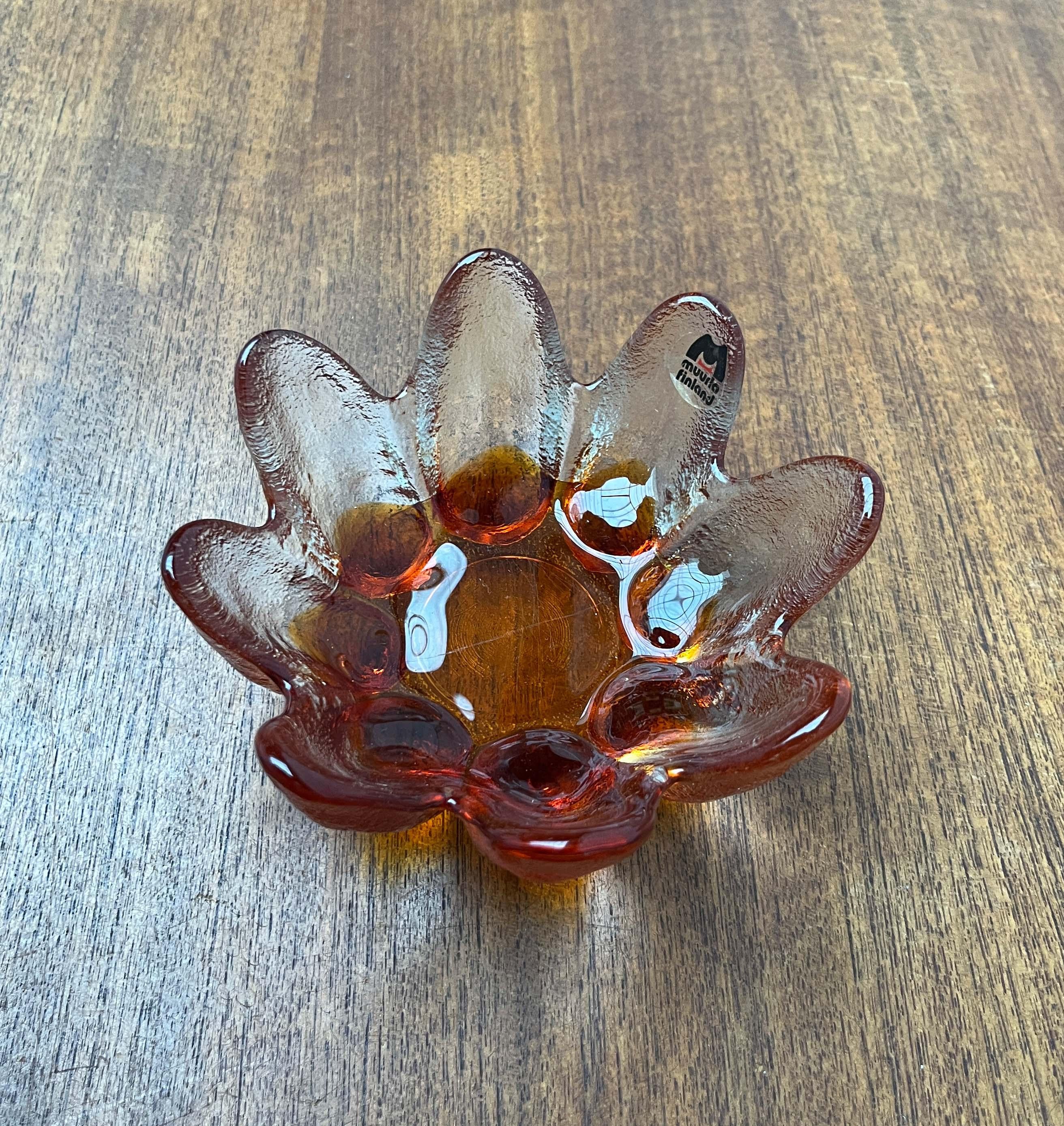 Finlandese Portacandele d'epoca in vetro artistico di Muurla, Finlandia, anni '70 in vendita