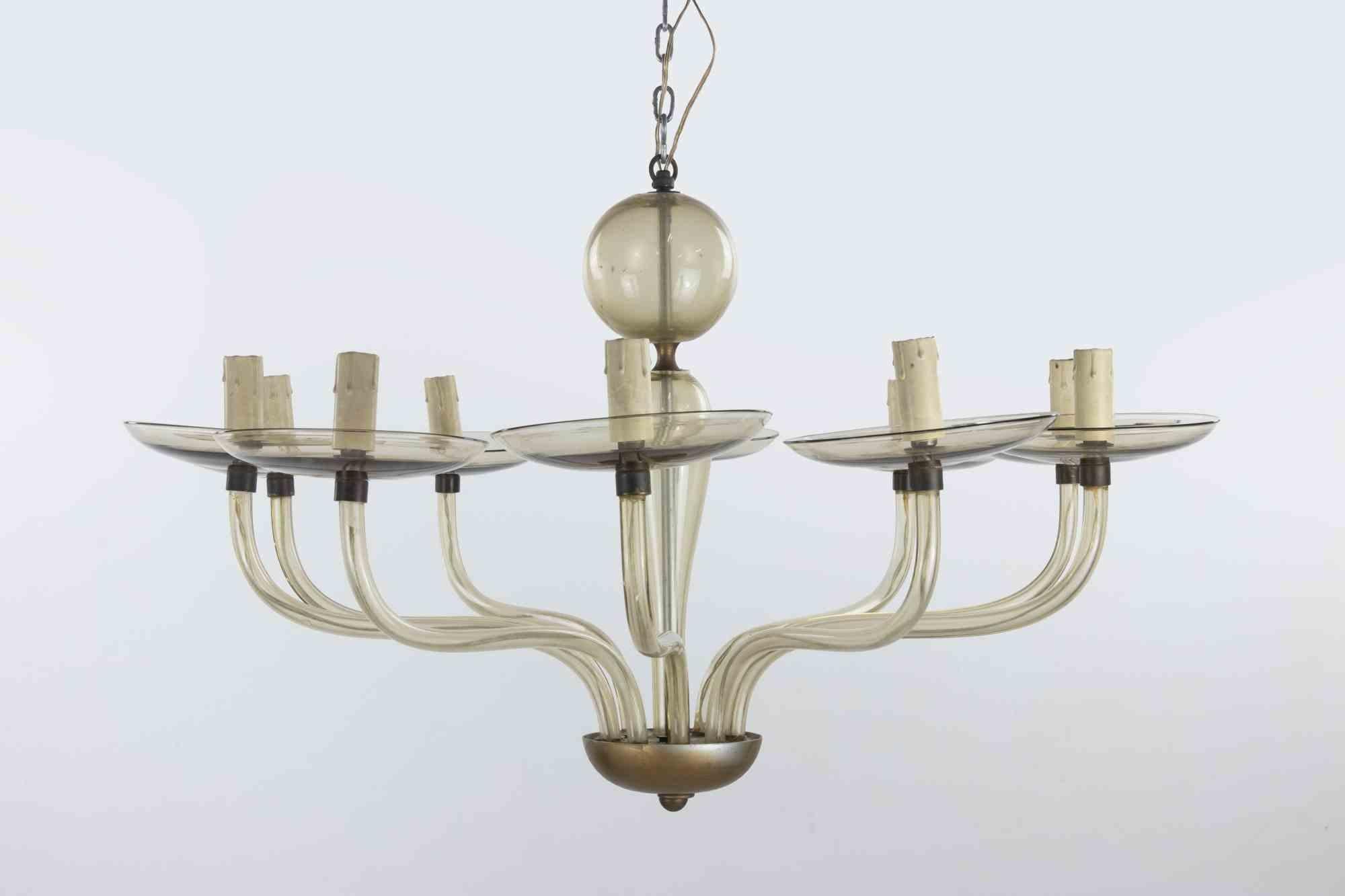 Lampadario d'epoca in vetro artistico attribuito a Venini, Italia, anni '50 In condizioni buone in vendita a Roma, IT