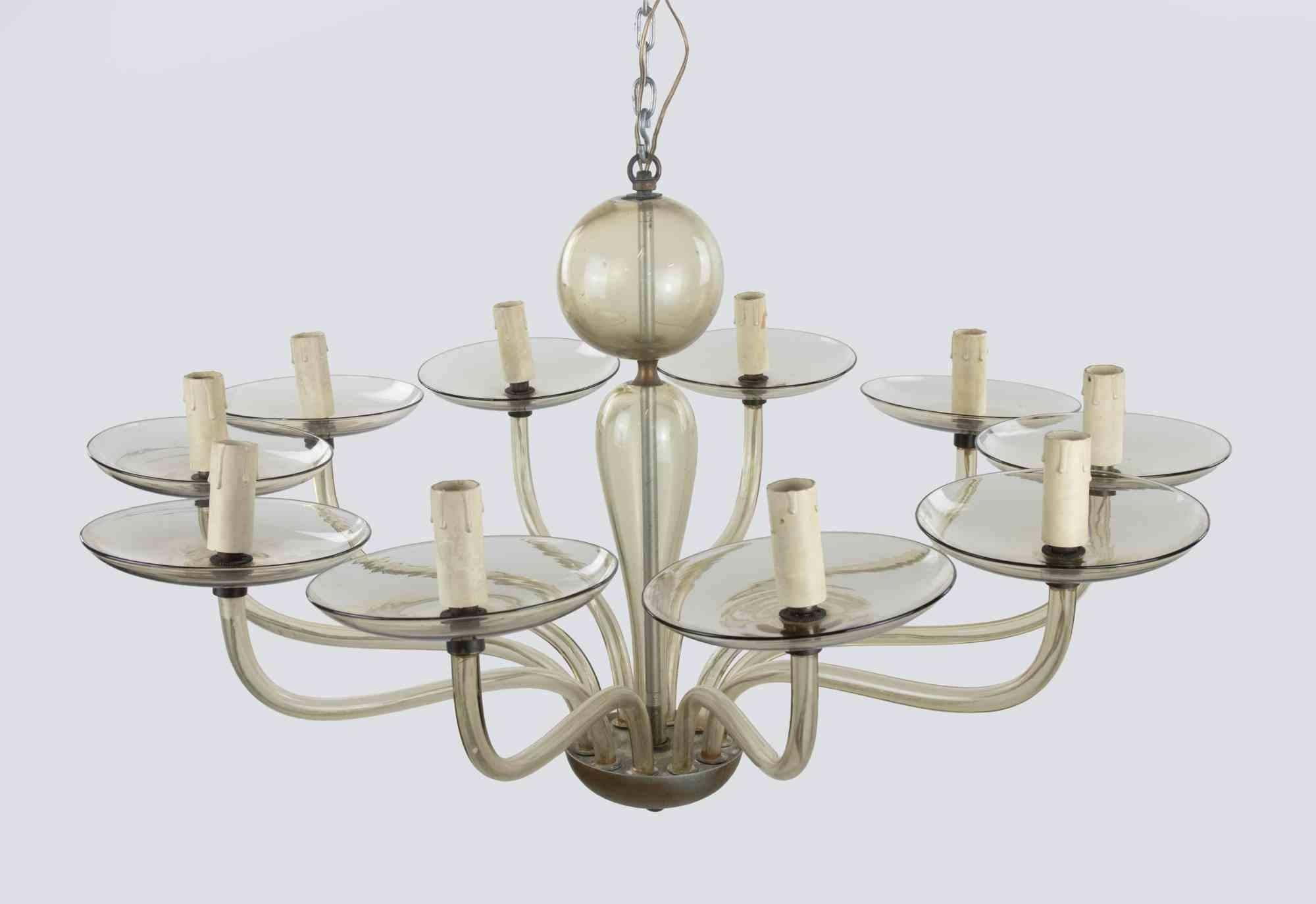Lampadario d'epoca in vetro artistico attribuito a Venini, Italia, anni '50 in vendita 1