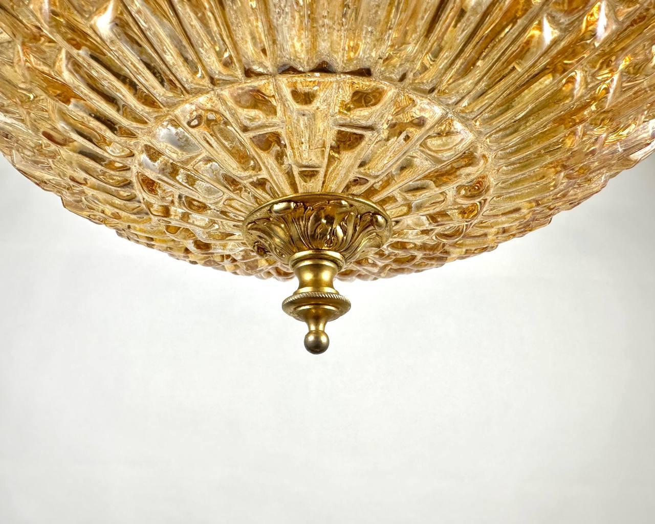 Vintage Art Glass & Bronze Chandelier, Italy, 1960s In Excellent Condition For Sale In Bastogne, BE