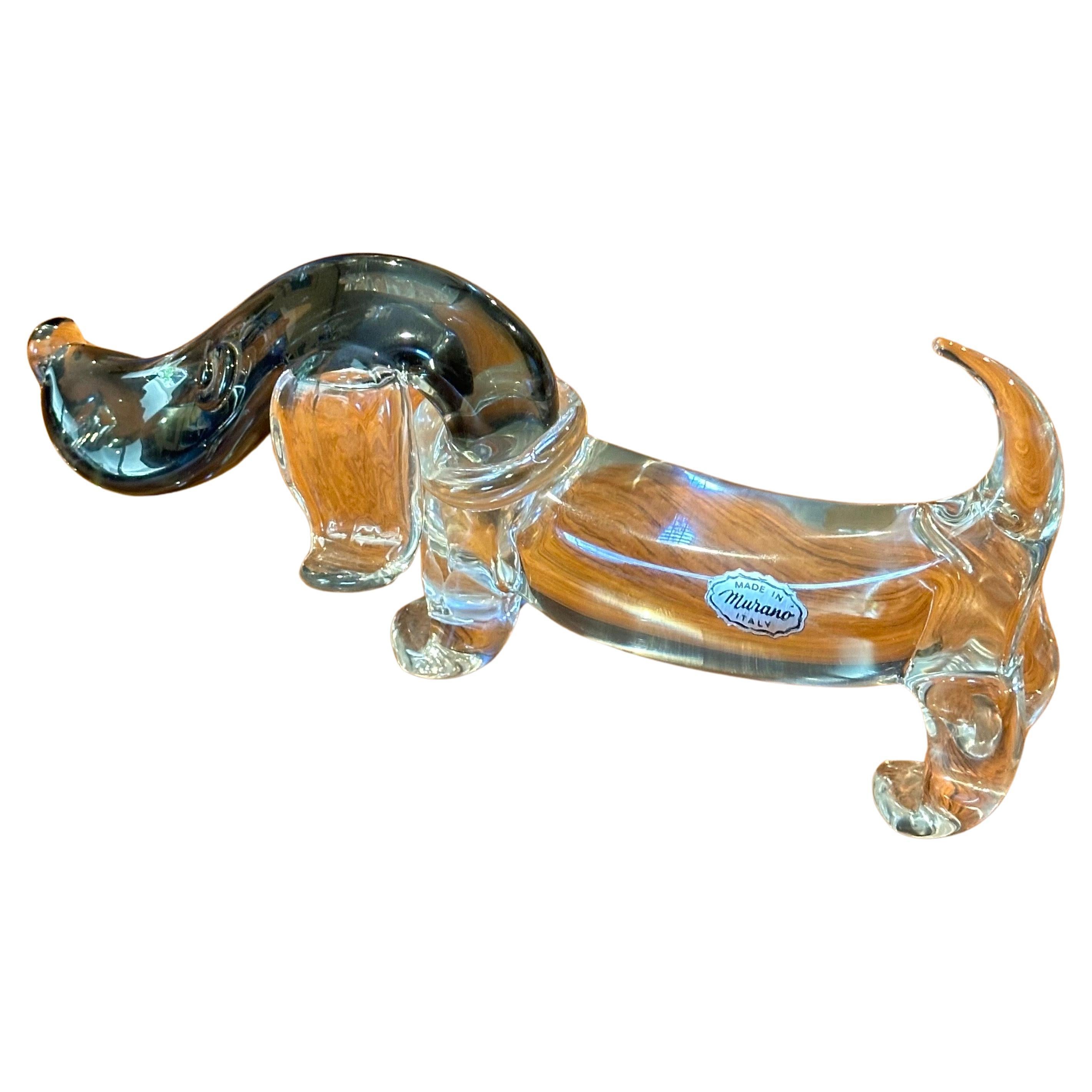 Vintage Art Glass Dachshund Dog Sculpture by Archimede Seguso for Murano Glass For Sale 8
