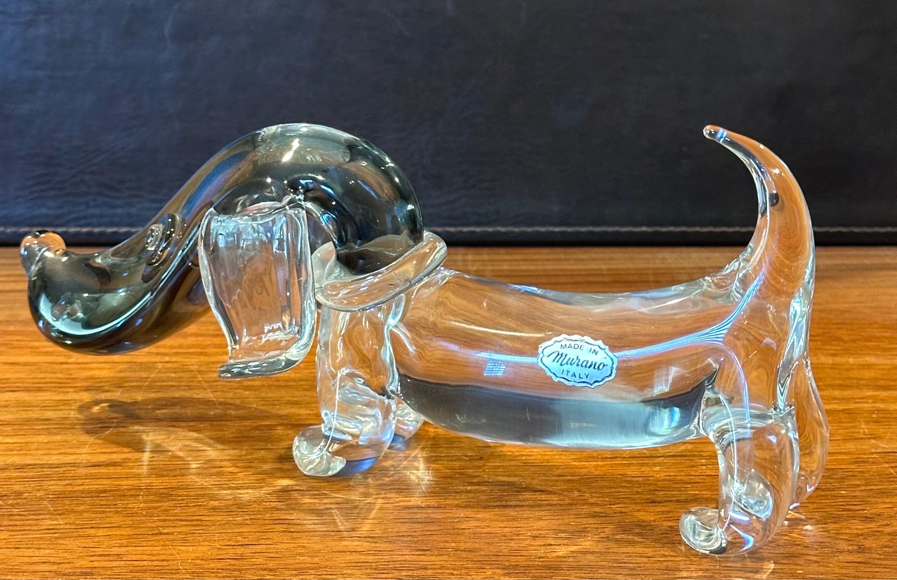 Mid-Century Modern Vintage Art Glass Dachshund Dog Sculpture by Archimede Seguso for Murano Glass For Sale