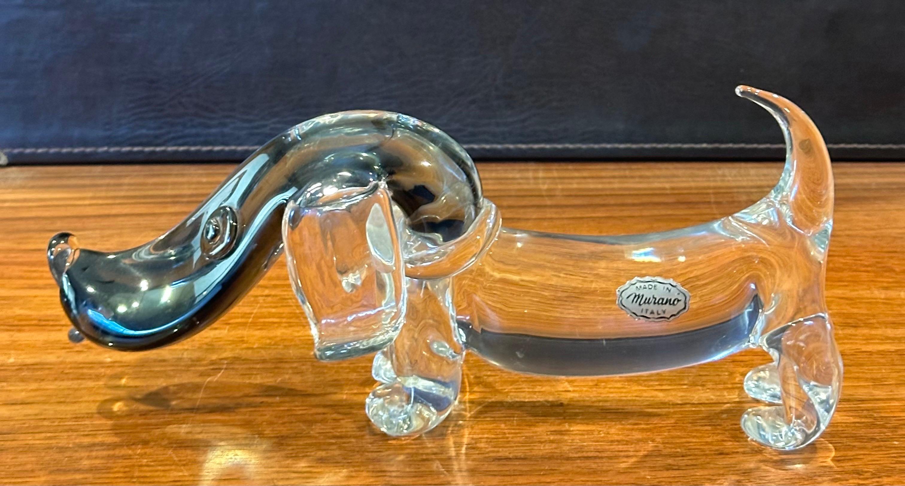 Italian Vintage Art Glass Dachshund Dog Sculpture by Archimede Seguso for Murano Glass For Sale