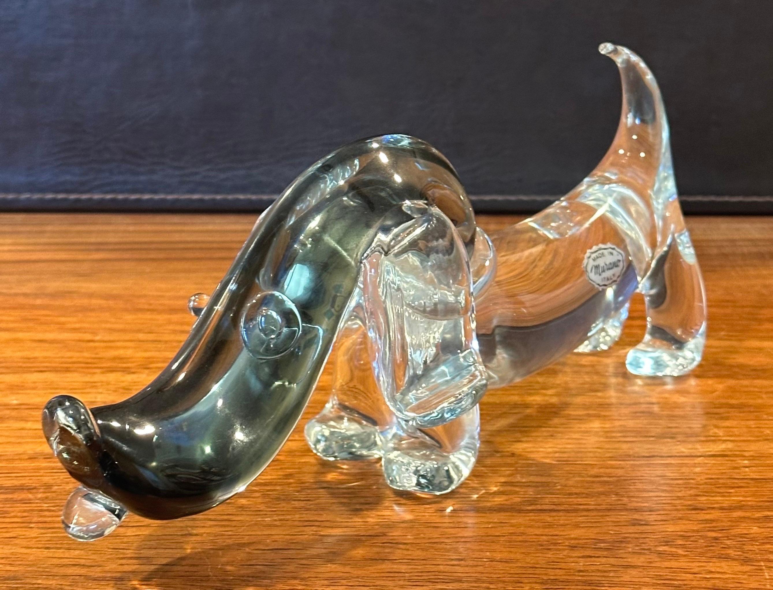 Vintage Art Glass Dachshund Dog Sculpture by Archimede Seguso for Murano Glass In Good Condition For Sale In San Diego, CA
