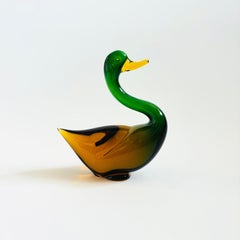 Canard en verre d'art vintage
