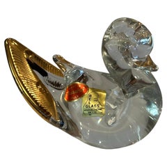 Vintage Art Glass Duck Sculpture by Murano Glass