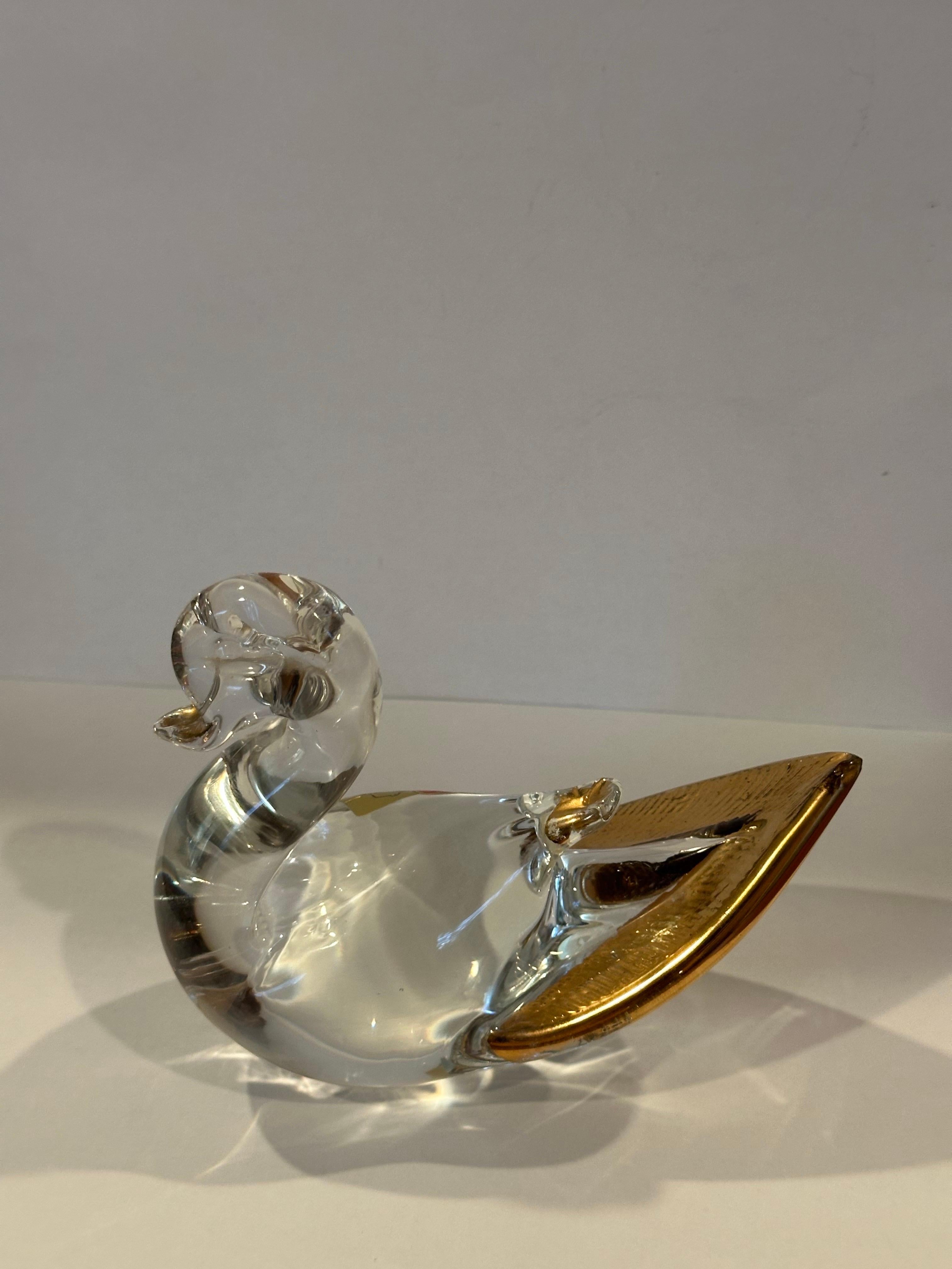 Mid-Century Modern Vintage Art Glass Duck Sculpture by Murano Glass For Sale