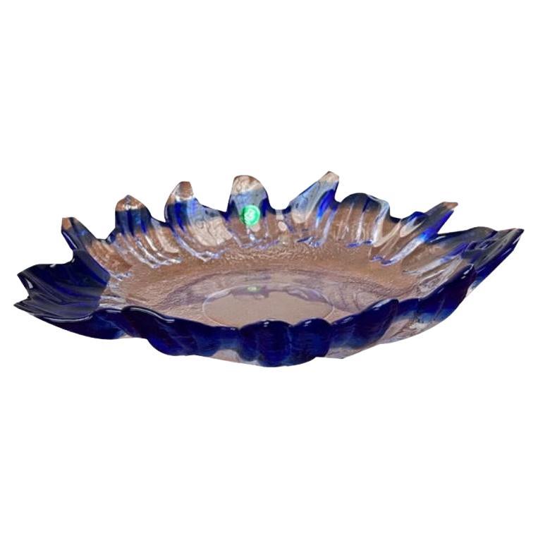 Vintage Art Glass Floral Bowl from Lindshammar, Sweden, 1970s