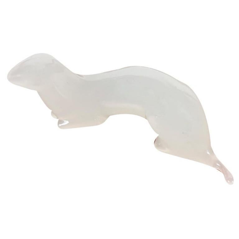 Figurilla vintage de cristal artístico de nutria de Hadeland, Noruega, años 80