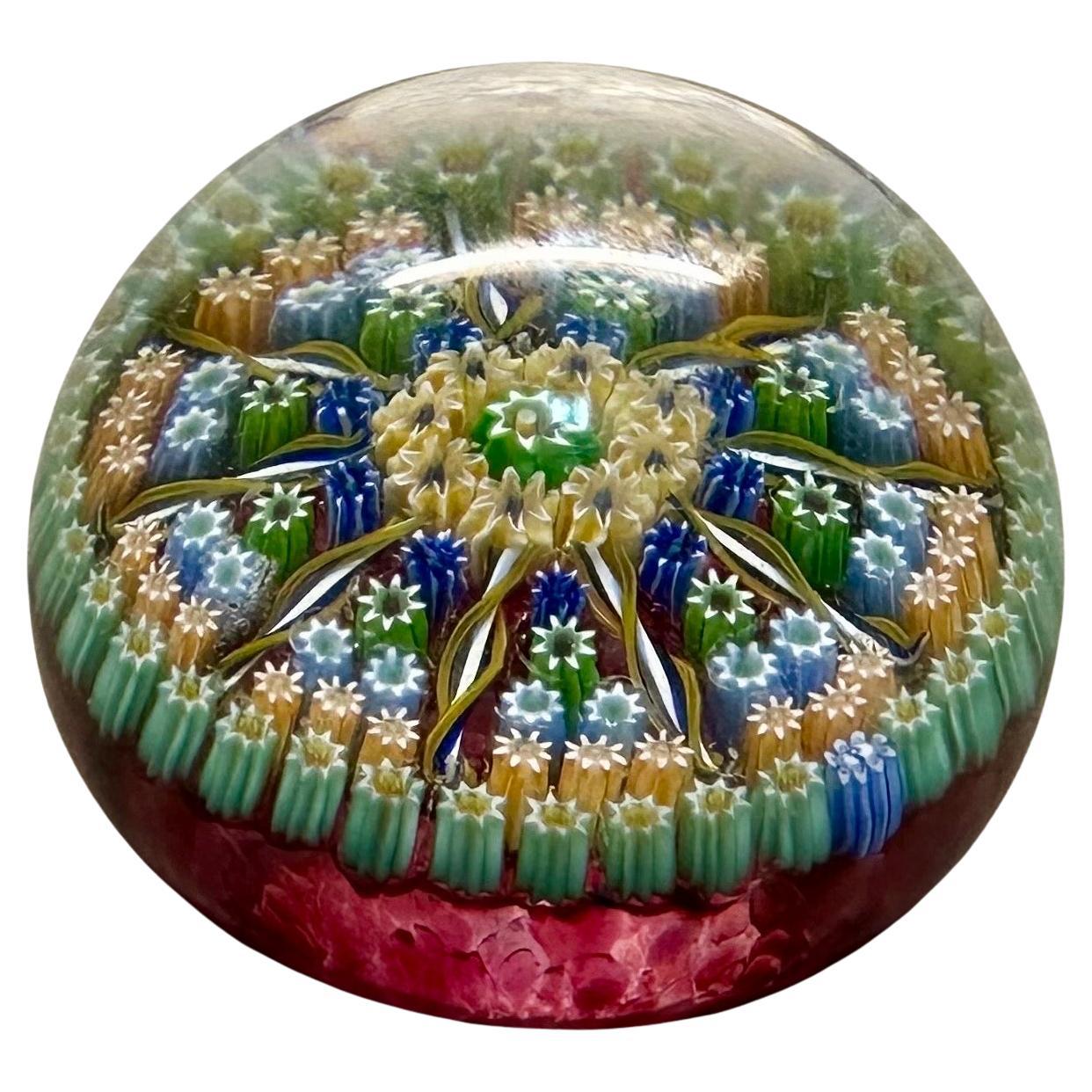 Vintage Art Glass Paperweight in the Style of Perthshire Twists 
Millefiori