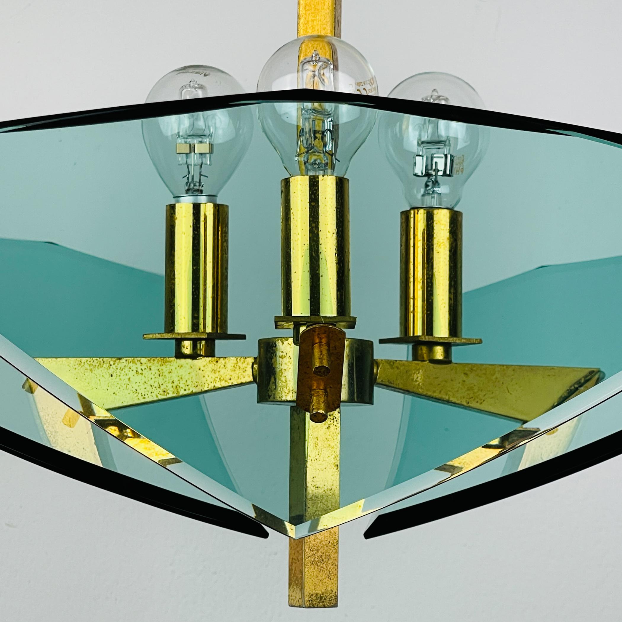 Vintage art glass pendant lamp by Fontana Arte, Italy 1950s In Good Condition For Sale In Miklavž Pri Taboru, SI