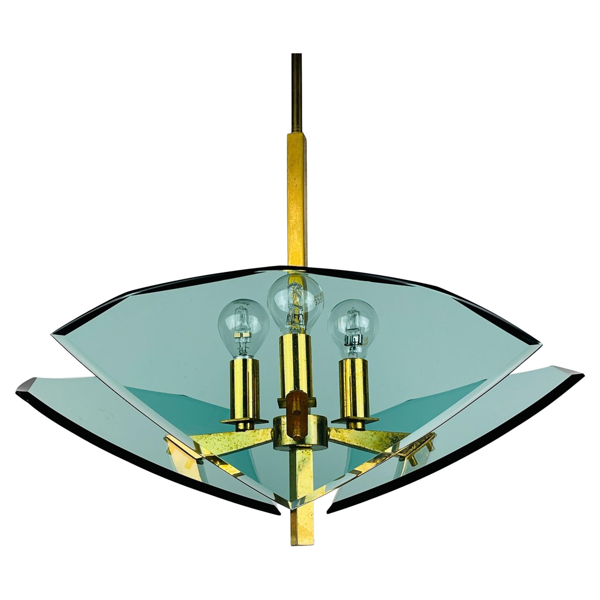 Vintage art glass pendant lamp by Fontana Arte, Italy 1950s