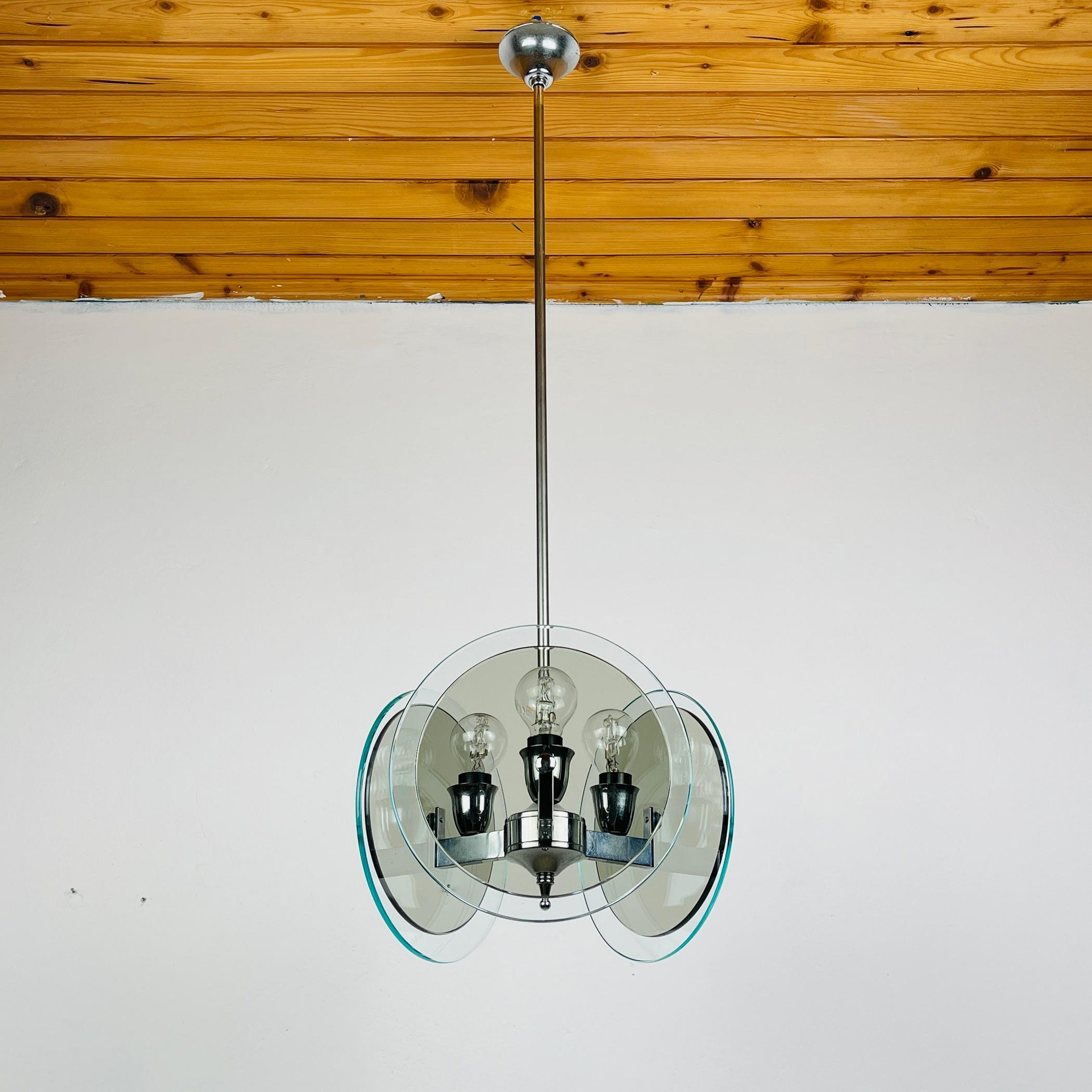 Lampada a sospensione in vetro artistico vintage di Fontana Arte Italia anni '70 in vendita 1