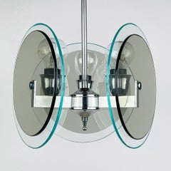 Vintage art glass pendant lamp by Fontana Arte Italy 1970s