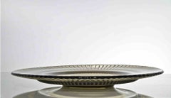 Vintage Italian Art Glass Plate, Beige with Yellow, 1970s Design