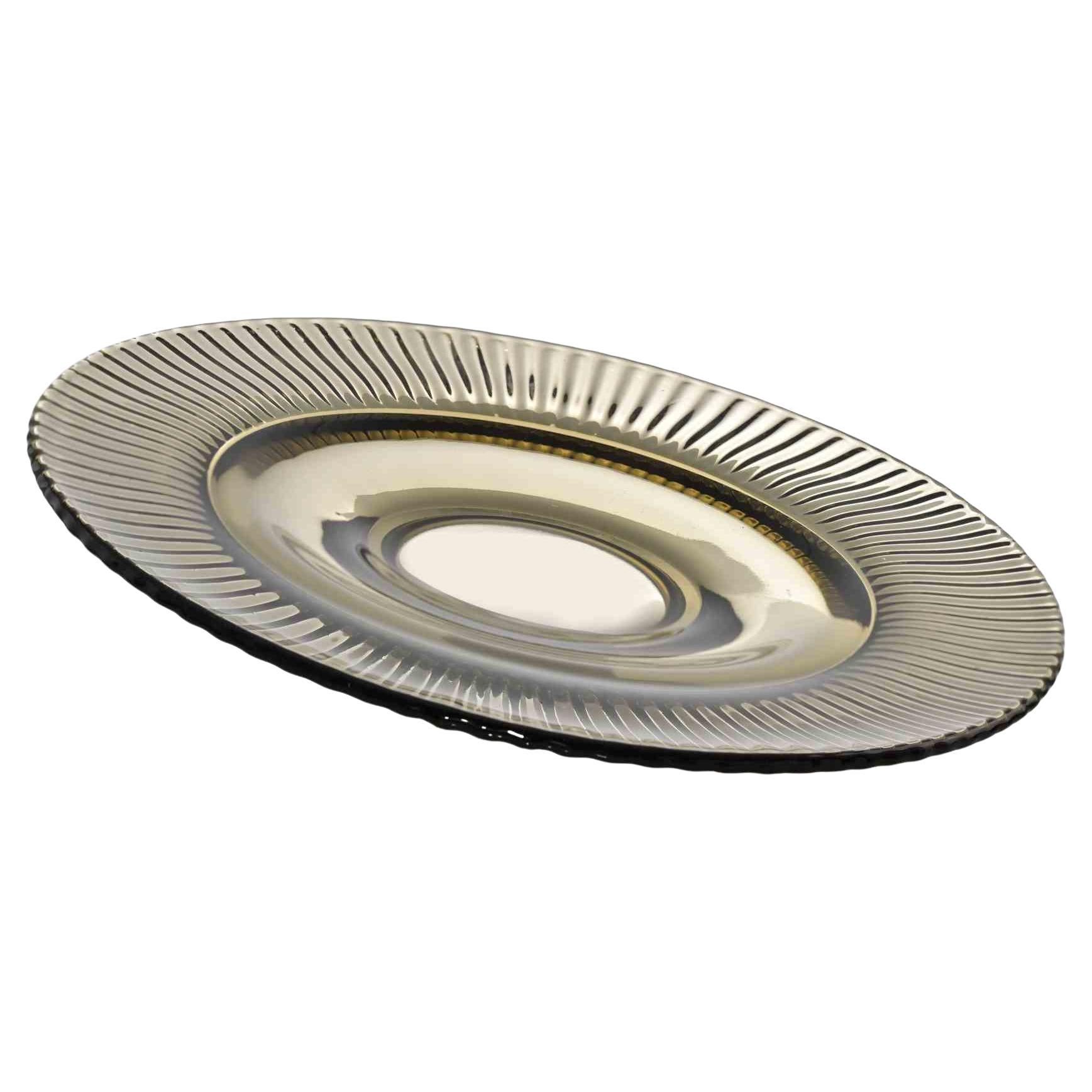 Plato de vidrio artístico vintage, años 70