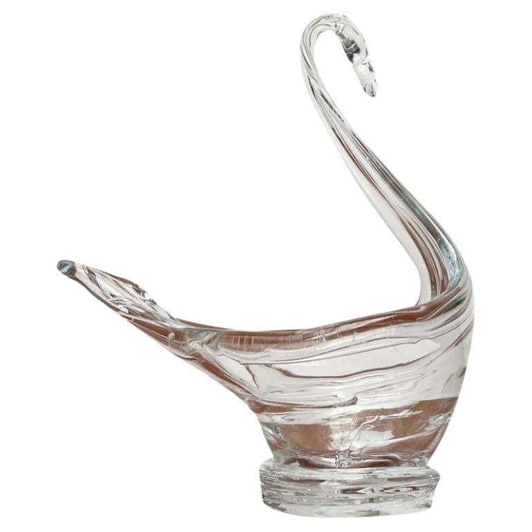 Vintage Art Glass Swan-Shaped Bowl Vase, 1970s