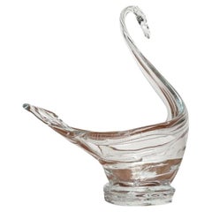 Vintage Art Glass Swan-Shaped Bowl Vase, 1970s