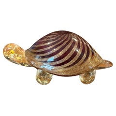 Vintage Art Glass Turtle Sculpture by Murano Glass