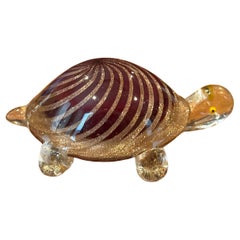 Vintage Art Glass Turtle Sculpture by Murano Glass