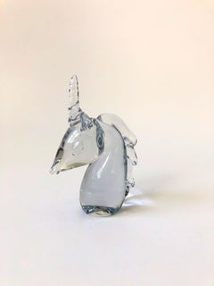 Vintage Art Glass Unicorn Head