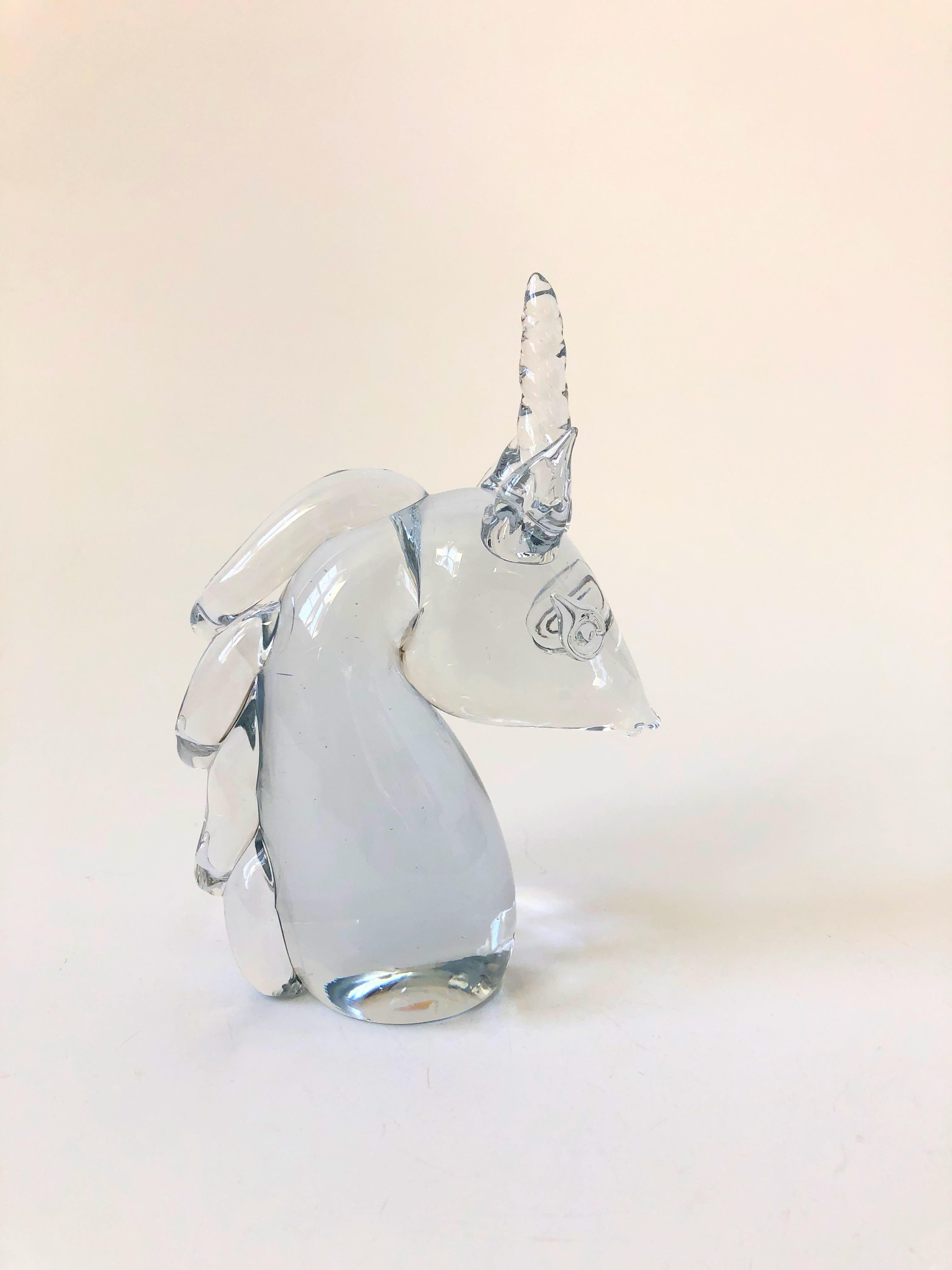 Art Nouveau Vintage Art Glass Unicorn Head For Sale