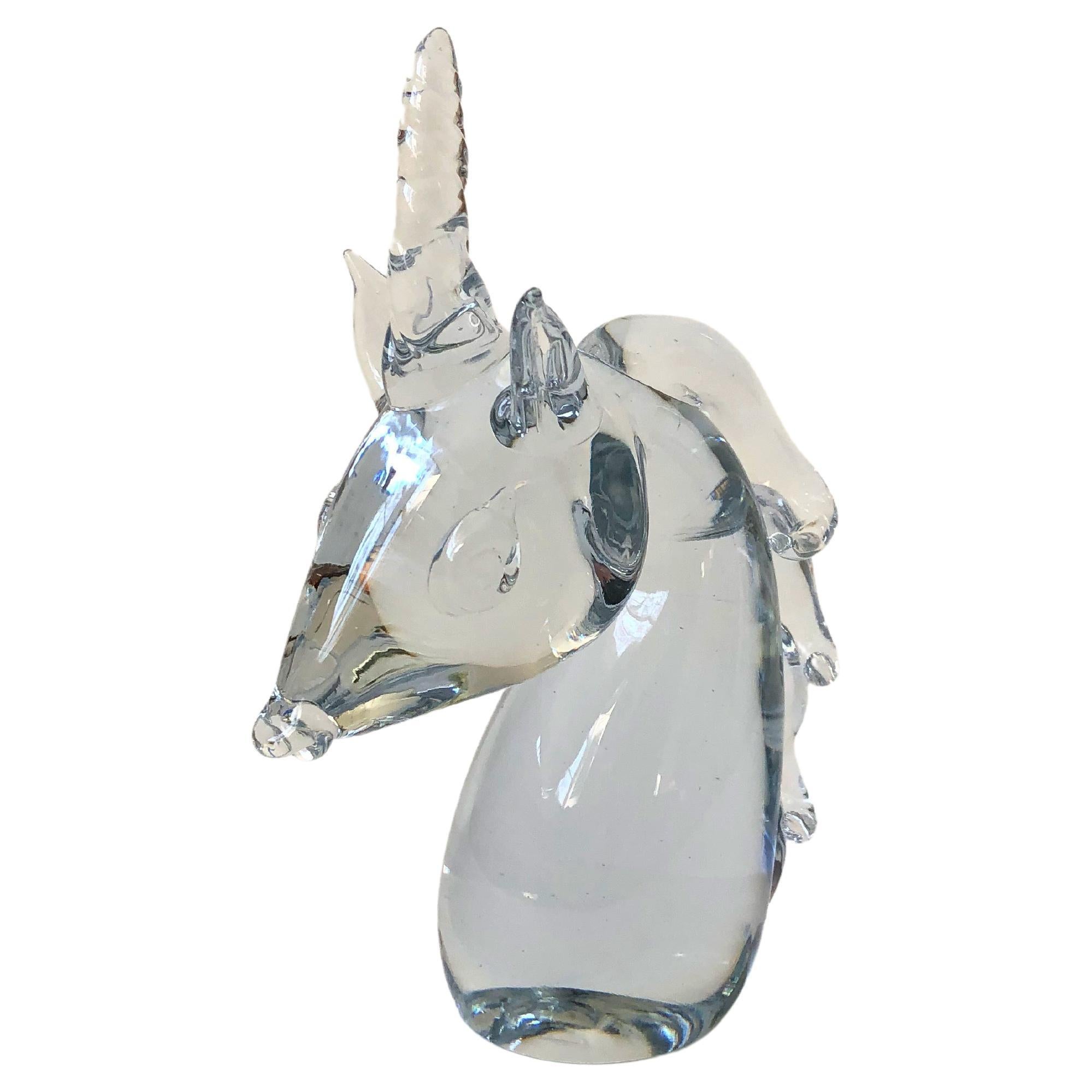 Vintage Art Glass Unicorn Head For Sale at 1stDibs
