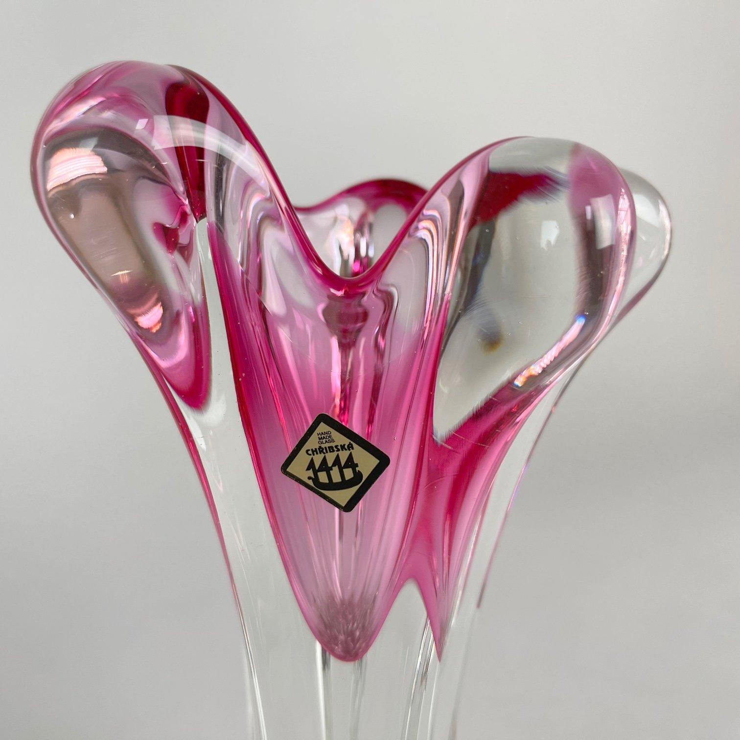 Tchèque Vase en verre d'art vintage Josef Hospodka pour Chribska Glasswork, années 1960 en vente