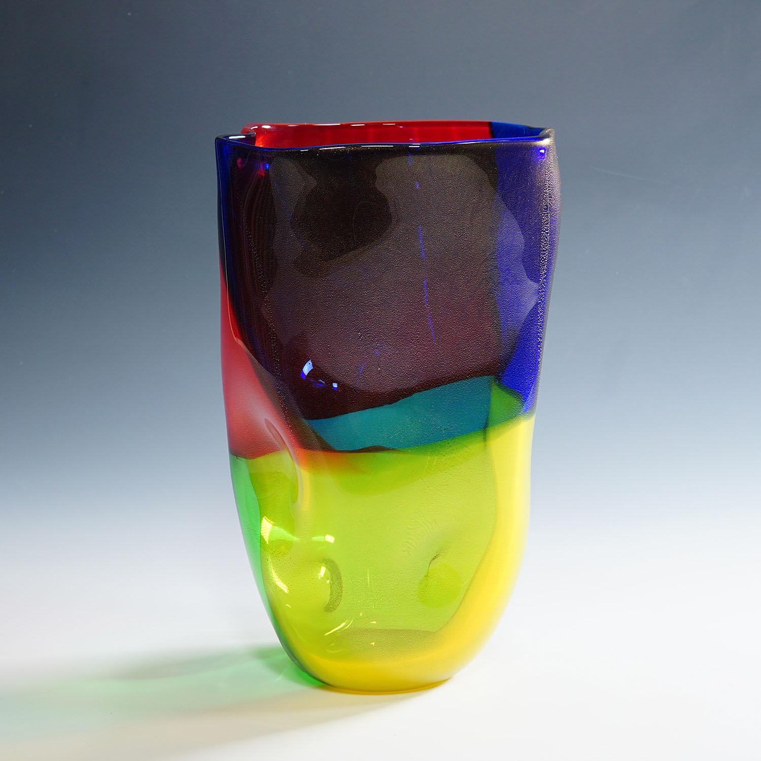Italian Vintage Art Glass Vase of the 4 Quarti Series by Seguso Viro For Sale