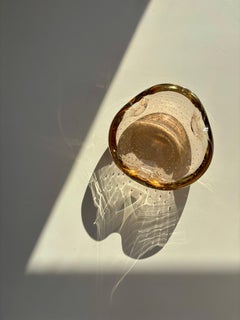 Vintage Art Glass Vide-Poche, Peach Bubble Design, 1950s