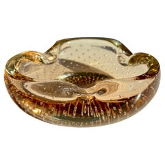Vintage Art Glass Vide-Poche, Peach Bubble Design, 1950s