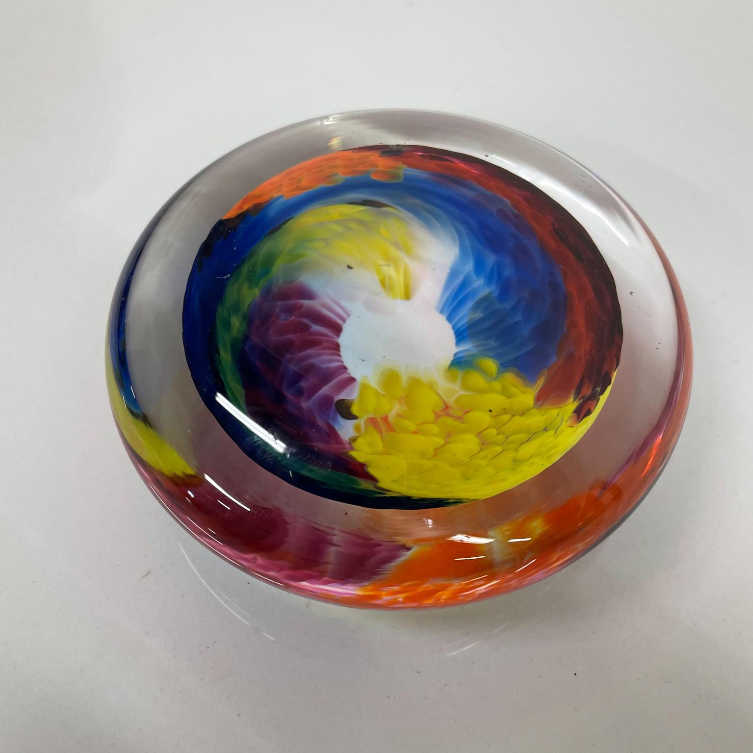 American Vintage Art Glass Psychedelic Sea of Color Modern Paperweight, 1970s
