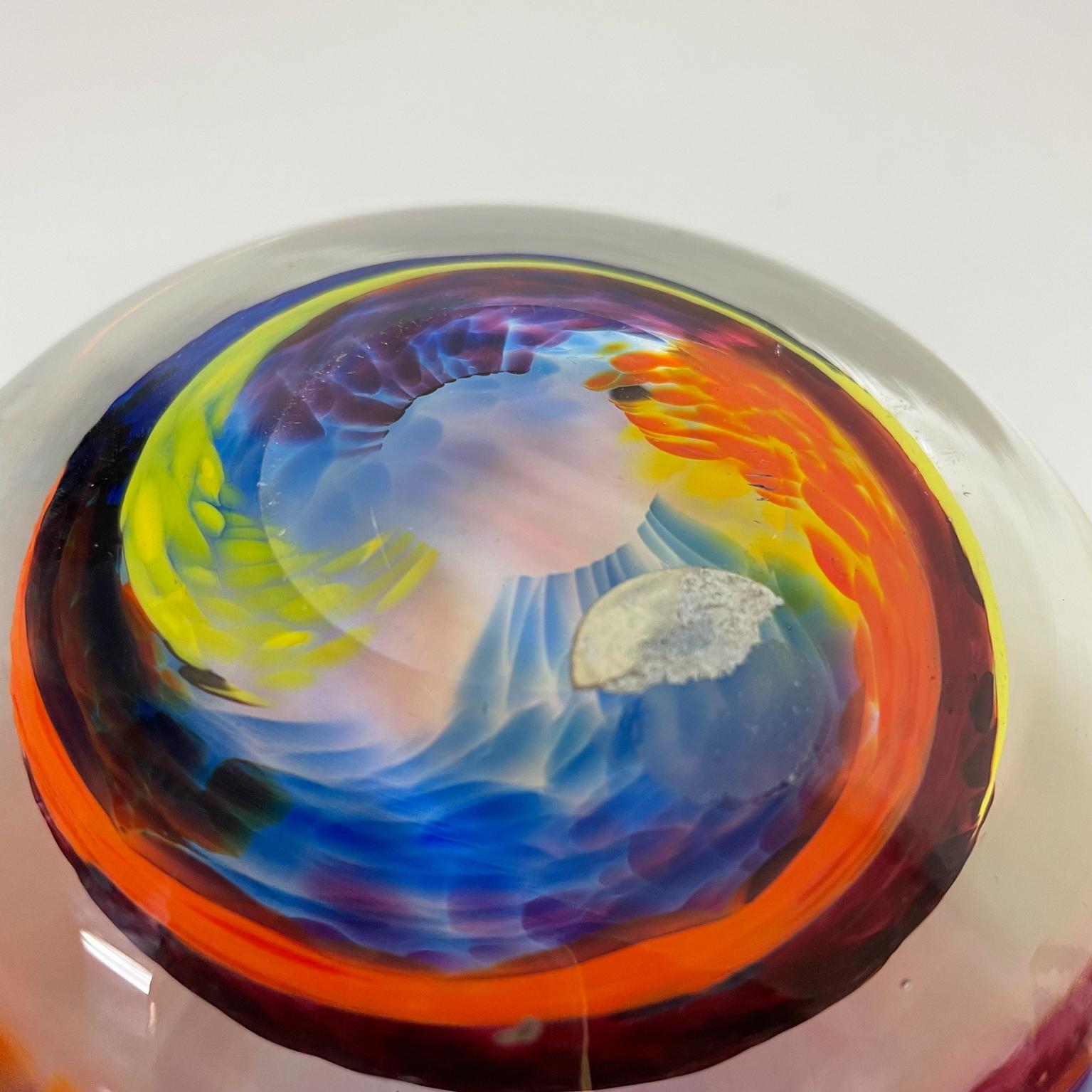Vintage Art Glass Psychedelic Sea of Color Modern Paperweight, 1970s 1