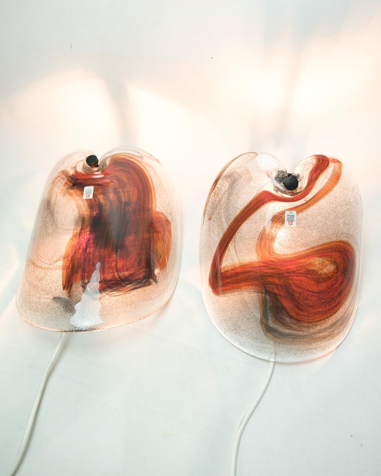Vintage Art Glass Wall Lamps, Per Lütken, Holmegaard, 1970 For Sale at