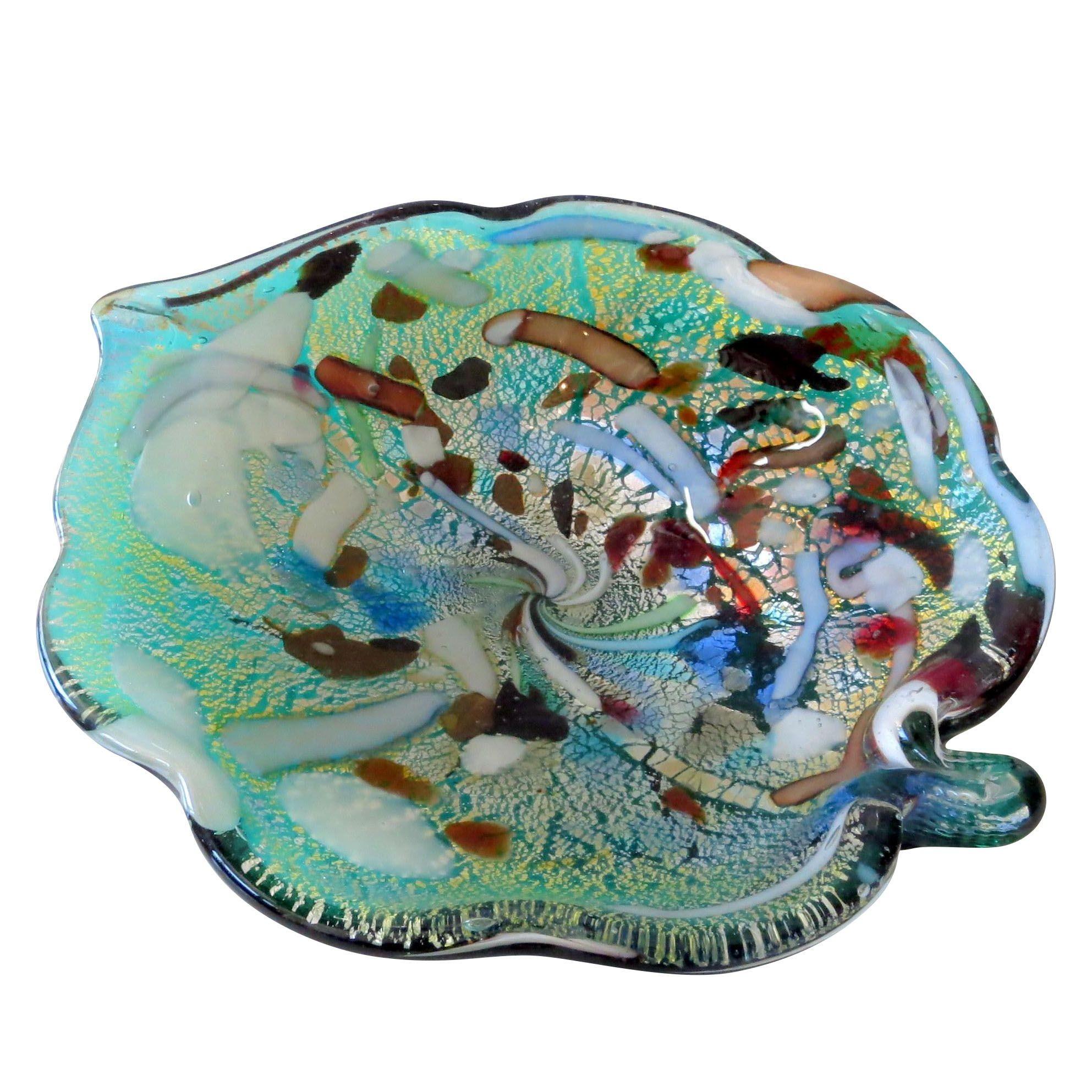 American Vintage Art Murano Glass Confetti Bowl For Sale