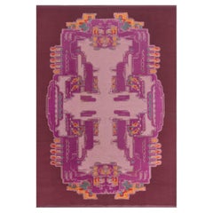 Vintage Art Nouveau Abstract Maroon Rug - Dutch By Jaap Gidding