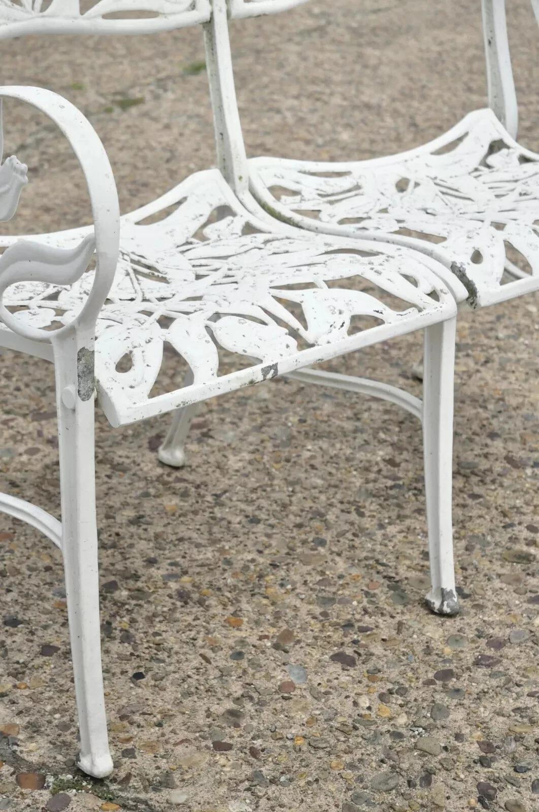 Vintage Art Nouveau Aluminum Tulip Flower Garden Patio Bench Seat Attr. to Molla For Sale 6