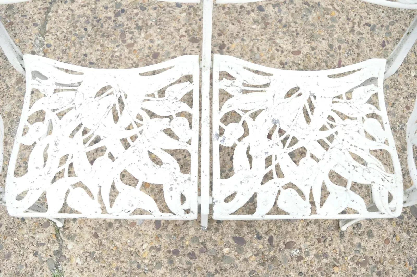Vintage Art Nouveau Aluminum Tulip Flower Garden Patio Bench Seat Attr. to Molla For Sale 1
