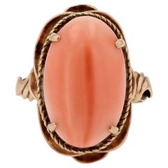 Anillo Vintage Art Nouveau de Coral Piel de Ángel y Oro Rosa de 18k