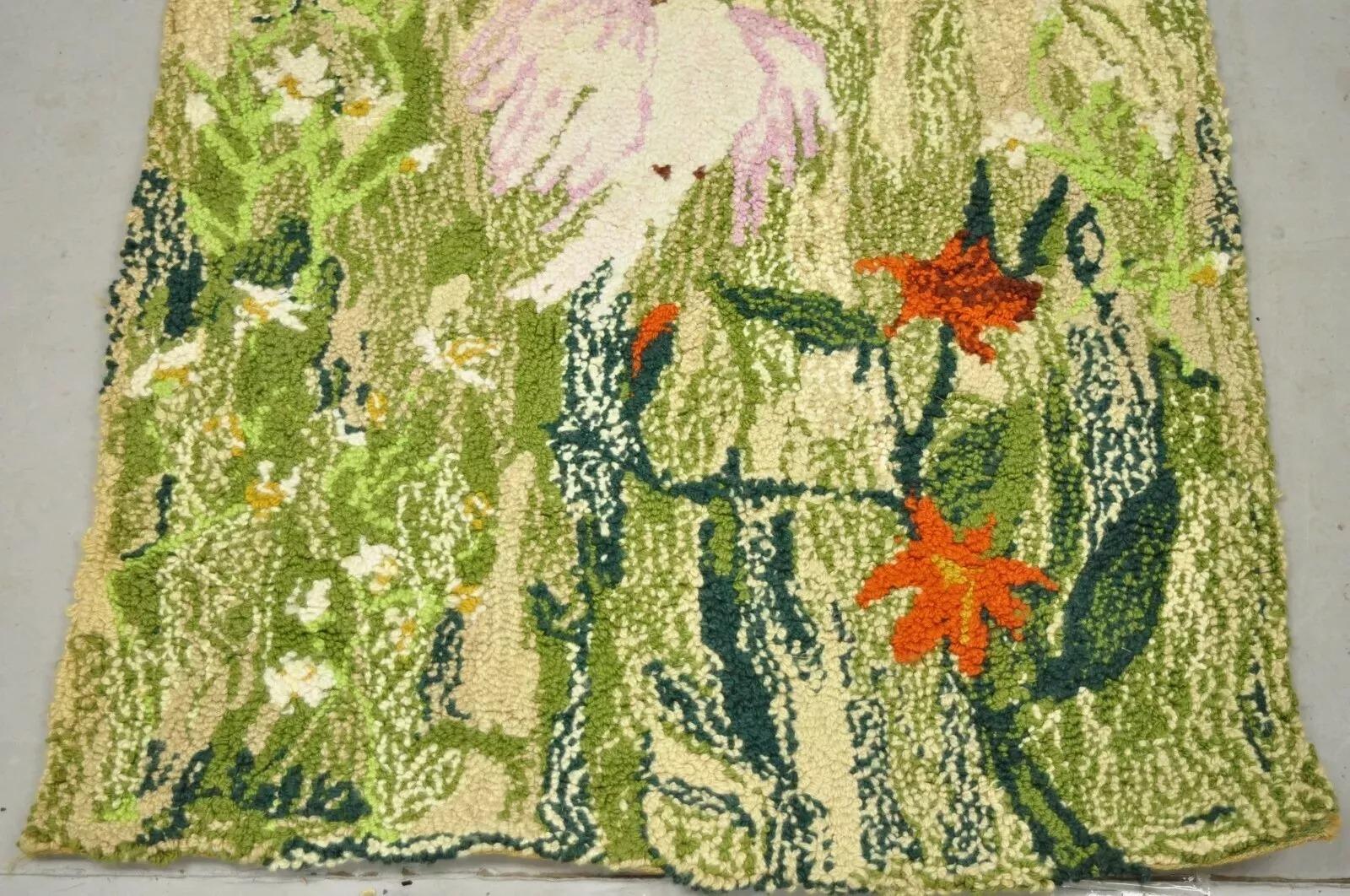20th Century Vintage Art Nouveau Birds of Paradise Pink Green 48