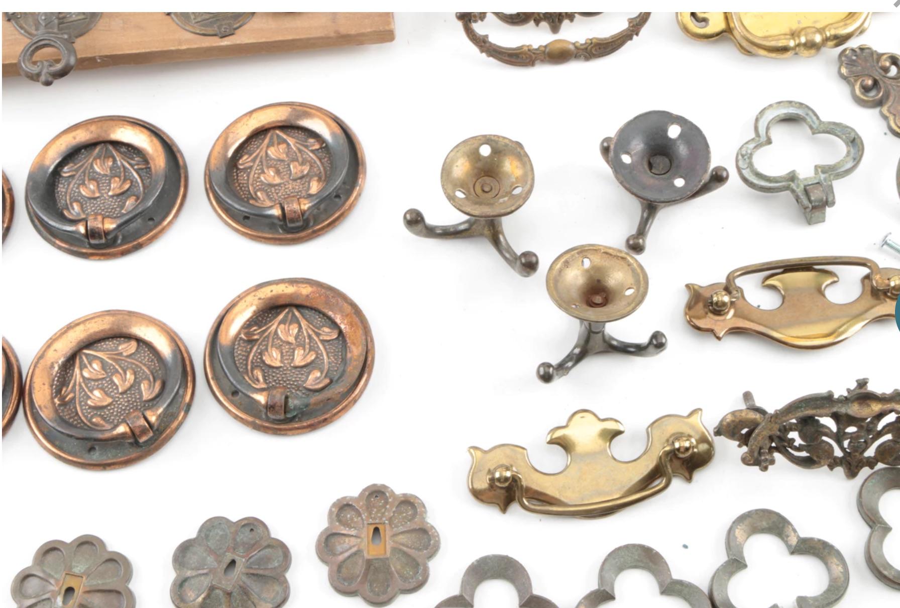 American Craftsman Vintage Art Nouveau and Chippendale Cabinet Pulls- 50 Total For Sale