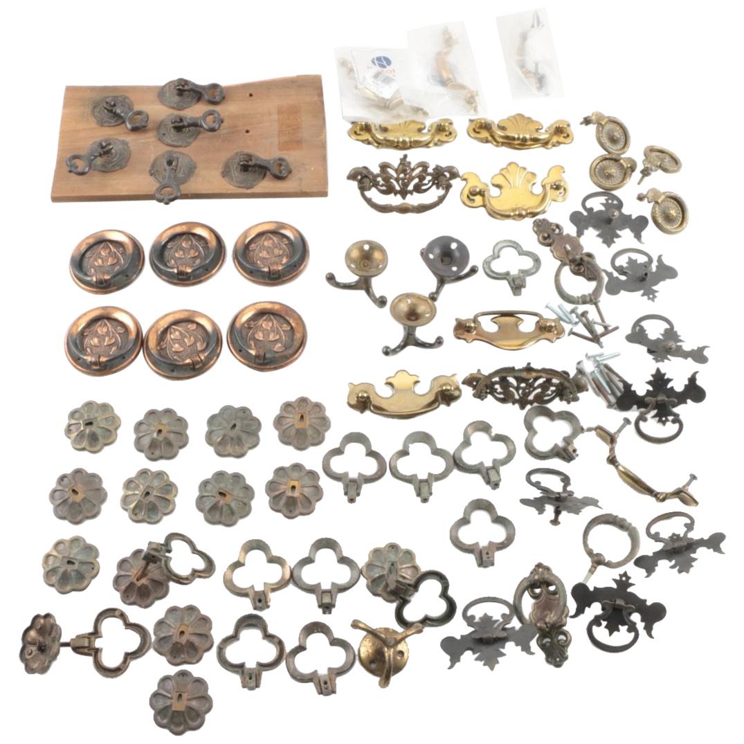 Vintage Art Nouveau and Chippendale Cabinet Pulls- 50 Total For Sale