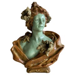 Vintage Art Nouveau Concrete Female Bust