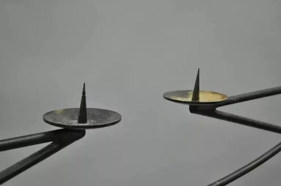 Fer forgé Vintage Art Nouveau Deco Wrought Iron Tall Floor Candle Holder Stand Candelabra en vente