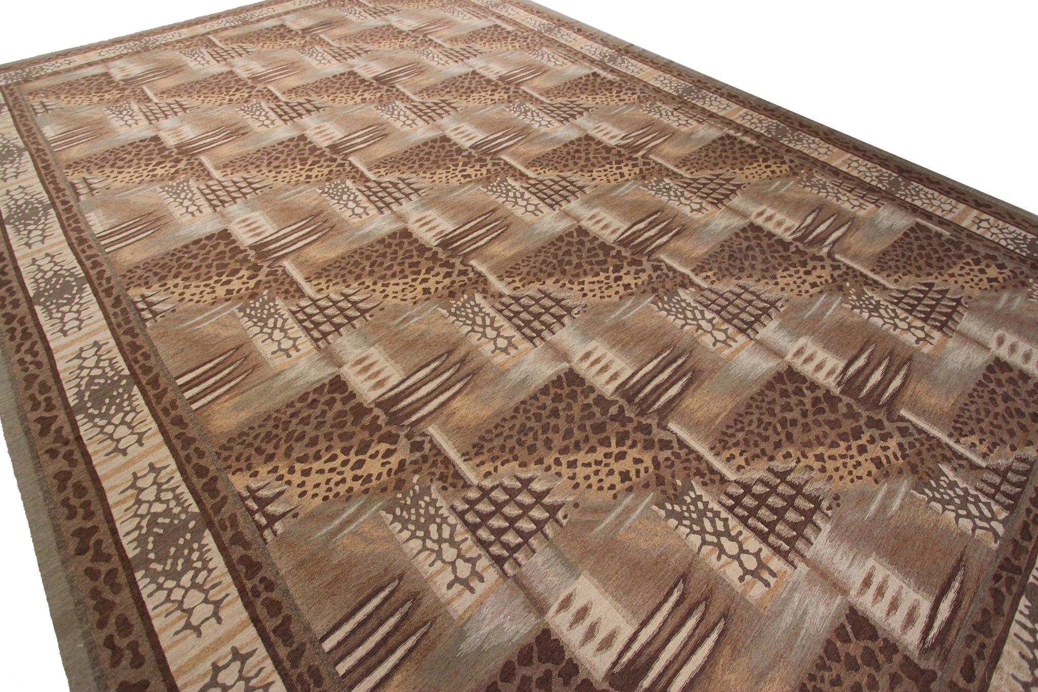 Milieu du XXe siècle Tapis Kilim vintage Art Nouveau tissé à plat 12 x 18 cm Grand tapis surdimensionné 366 cm x554 cm en vente