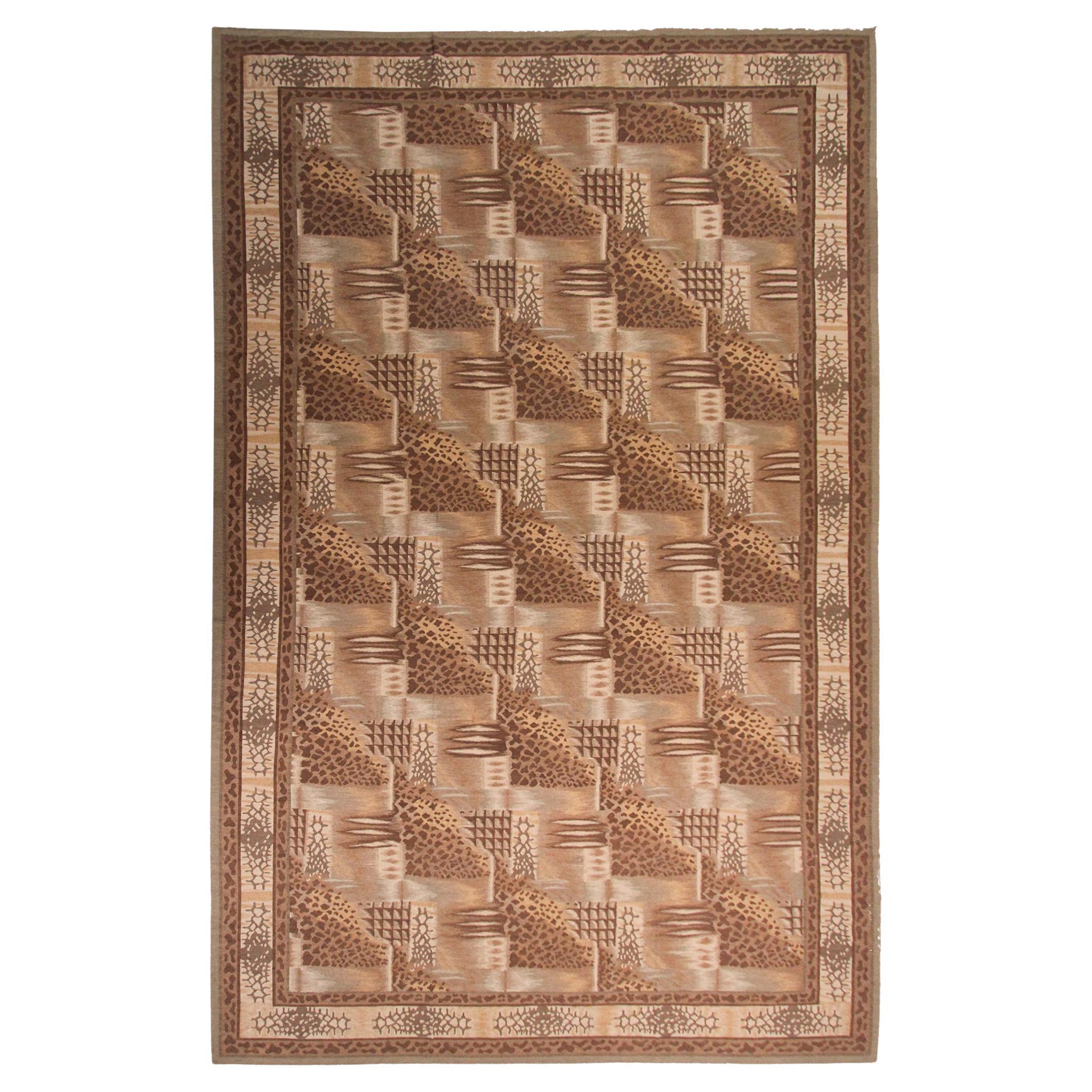 Flacher gewebter Vintage-Kelim-Teppich im Art nouveau-Stil 12x18 in Übergröße 366 cmx554cm