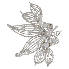 Vintage Art Nouveau Floral Diamond Brooch