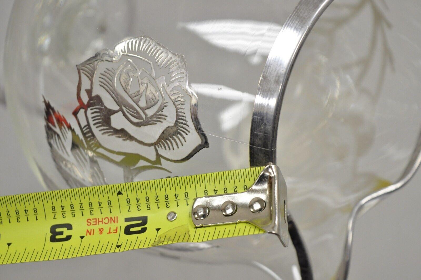 Pichet à eau sur pied Art Nouveau floral en argent sterling recouvert de verre en vente 1